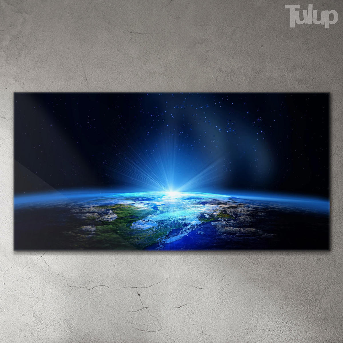 GLASBILD 140x70 cm Erde Universum - Schwarz, Glas (140/70cm) - TULUP