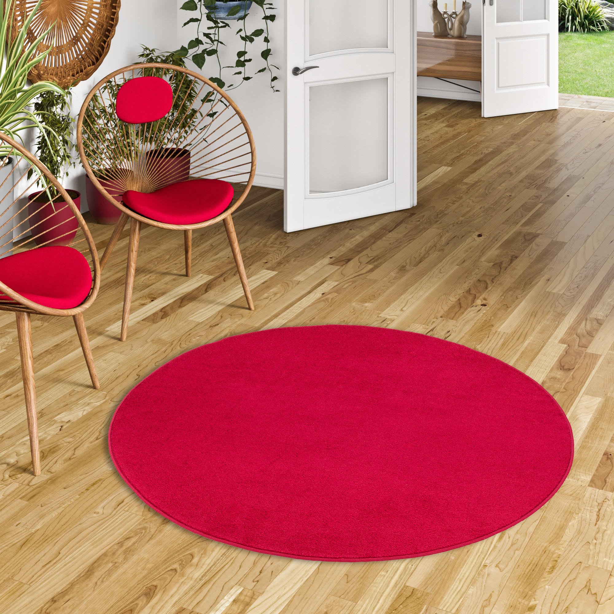 TREND VELOURS TEPPICH JOY RUND - Rot, Textil (200/200cm) - Snapstyle