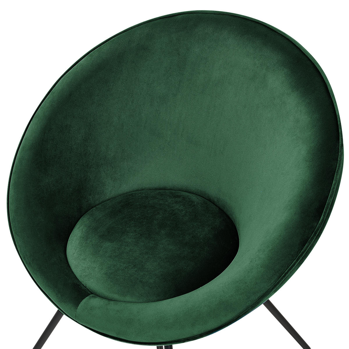 SESSEL Samtstoff smaragdgrün/schwarz rund Floby II - Schwarz/Grün, Textil (69/80/58cm) - Beliani