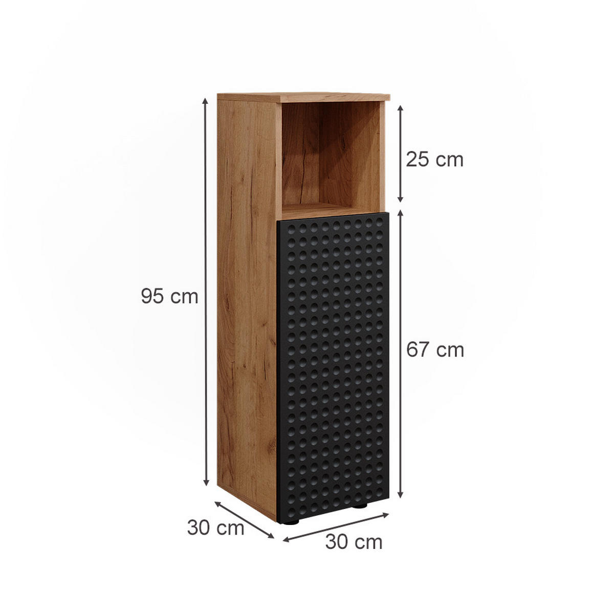 MIDISCHRANK Irma Anthrazit gepunktet 30 x 95 cm - Anthrazit, Holzwerkstoff (30/95/30cm) - Vicco