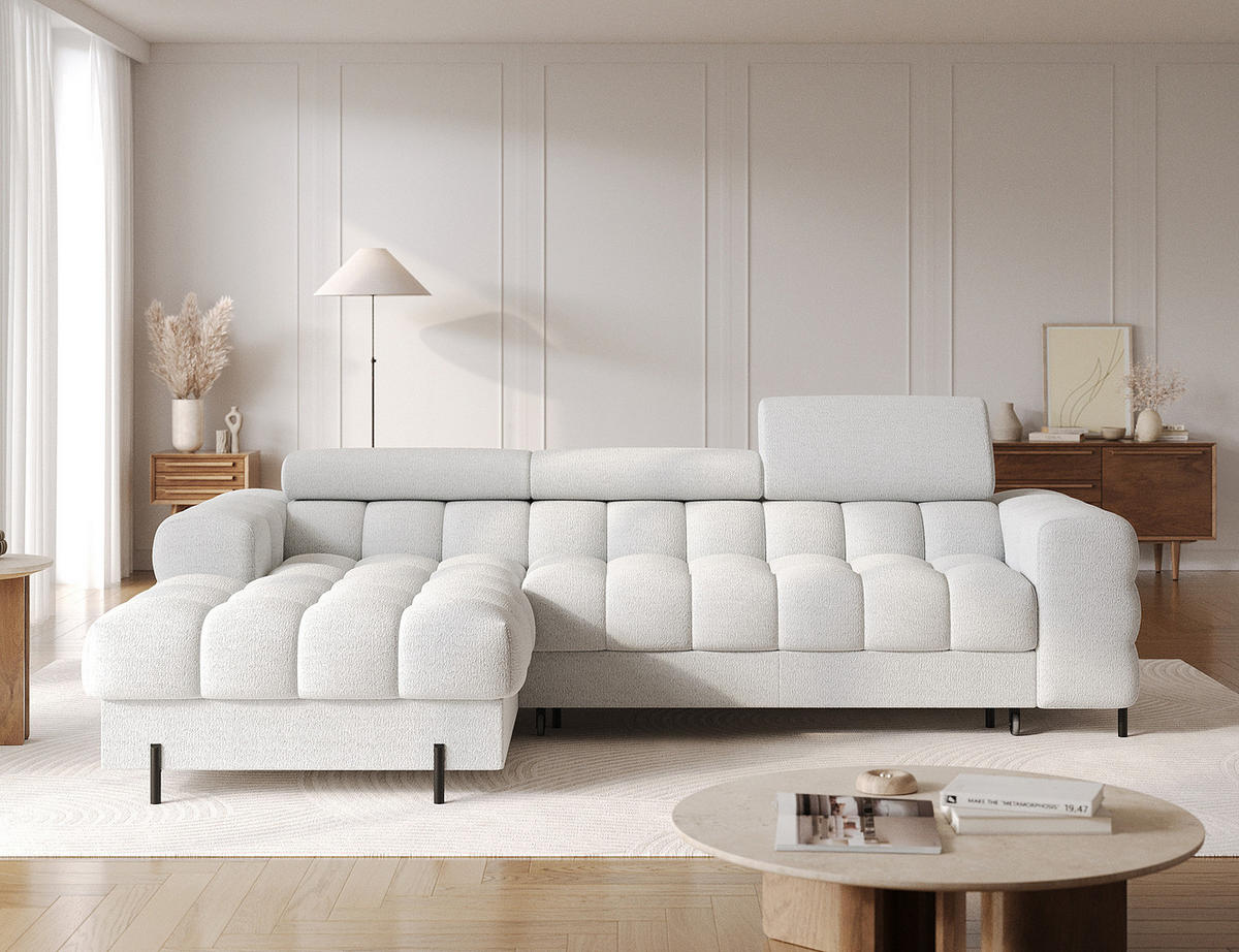ECKSOFA FELRO mit Schlaffunktion, Bettkasten & verstellbaren Kopfstützen – Modernes Premium-Ecksofa in L-Form - Grau, Kunststoff (285/181cm) - Wohnideebilder