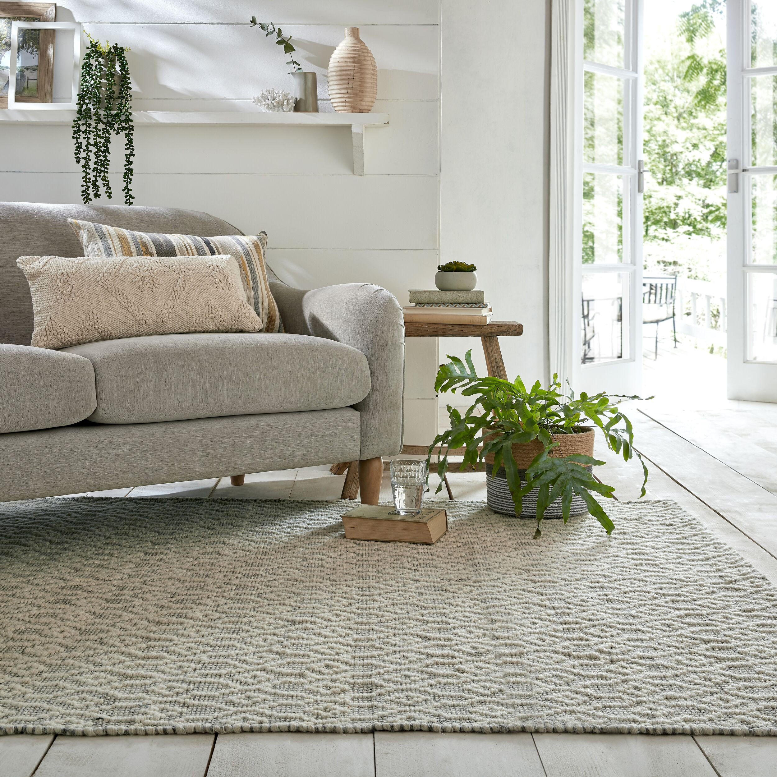 WOLLTEPPICH Zeitlos-Design, handgewebt, grau-elfenbein ROTHER, Grau-Beige 120x170 cm - Grau, Textil (120/170cm) - KADIMA DESIGN