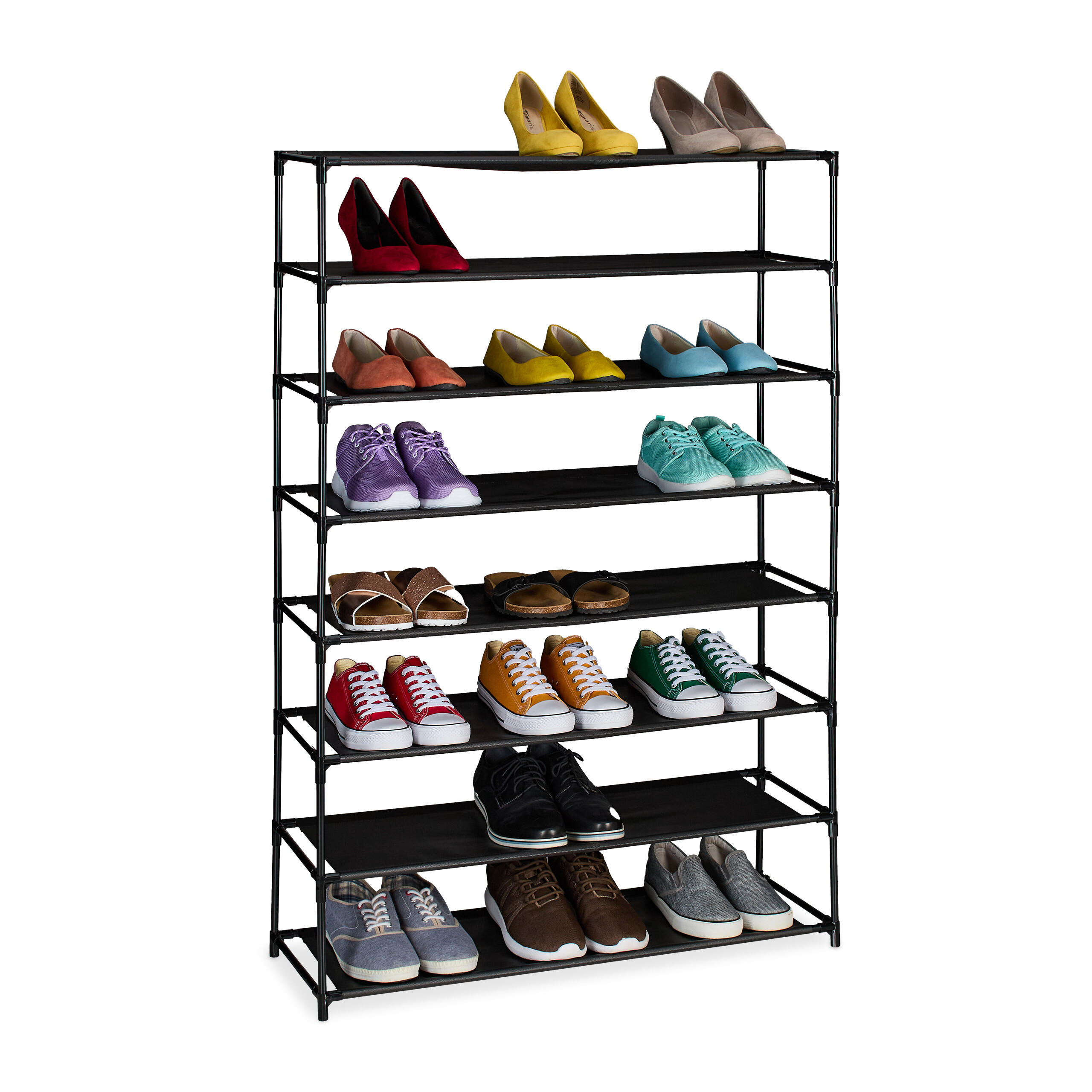 SCHUHREGAL - Schwarz, Kunststoff/Textil (83/124/28cm) - Relaxdays