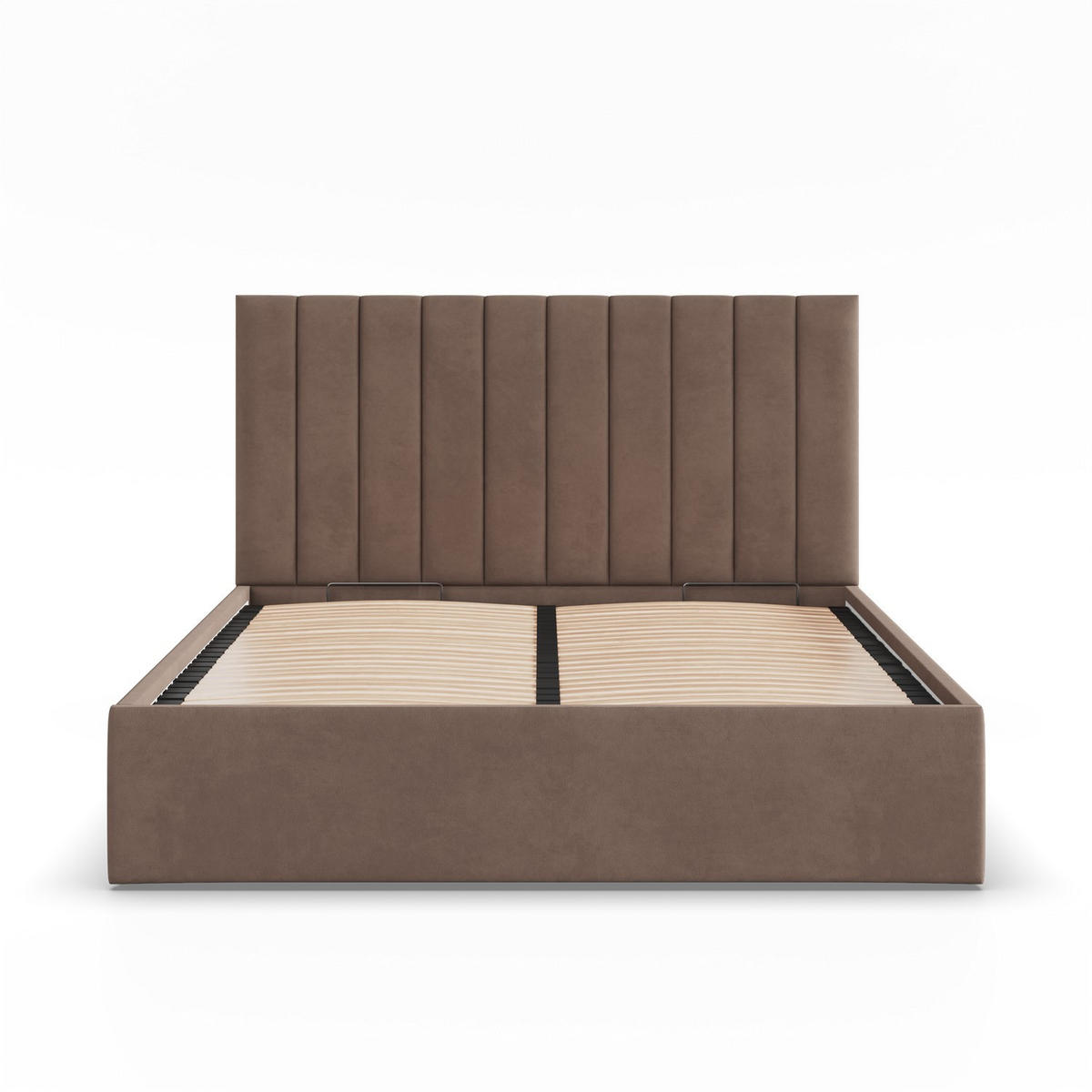 POLSTERBETT MIT KOPFTEIL 180x200 mit Bettkasten POLLA, Braun - Braun, Textil (180/200cm) - Mebligo