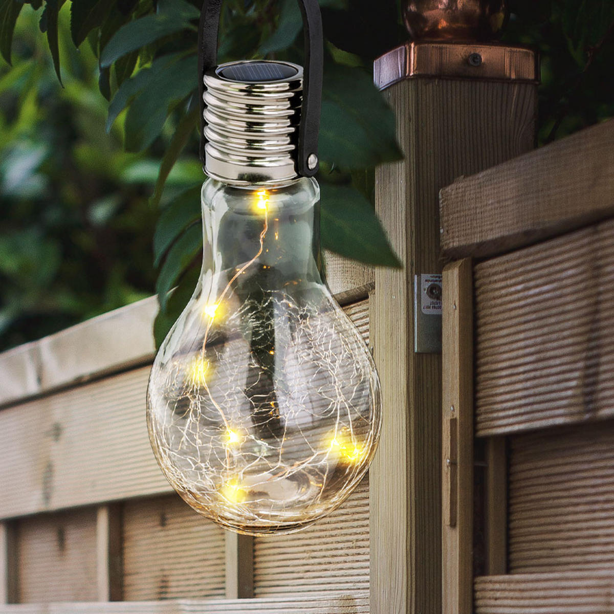 LED AUSSENLEUCHTE Silber Crackle-Glas 2er Set - Silberfarben, Glas (9/9/17.5cm) - Globo Lighting