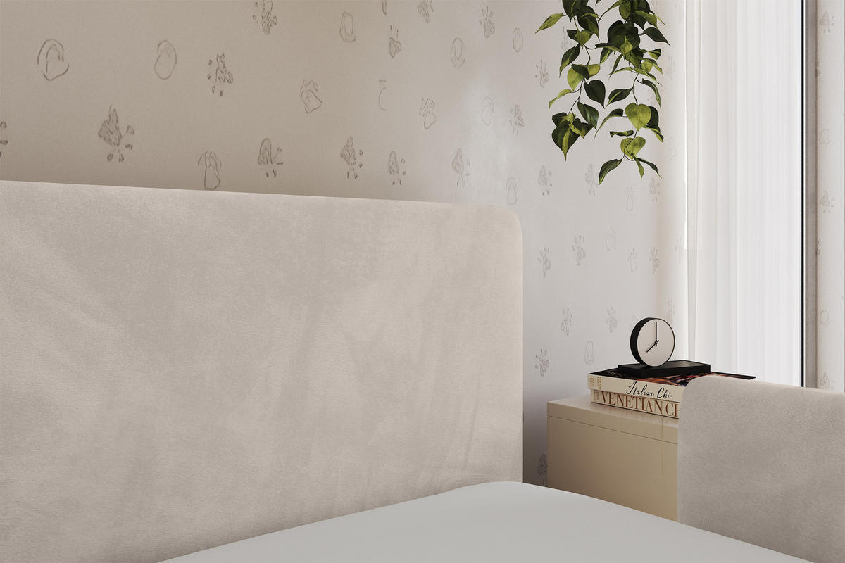 EINZELLBETT Jugendbett mit Bettkasten und Matratze H3/H4, Links - NORY 90x200 Beige - Ecru, Holzwerkstoff/Textil (90/200cm) - ALTDECOR