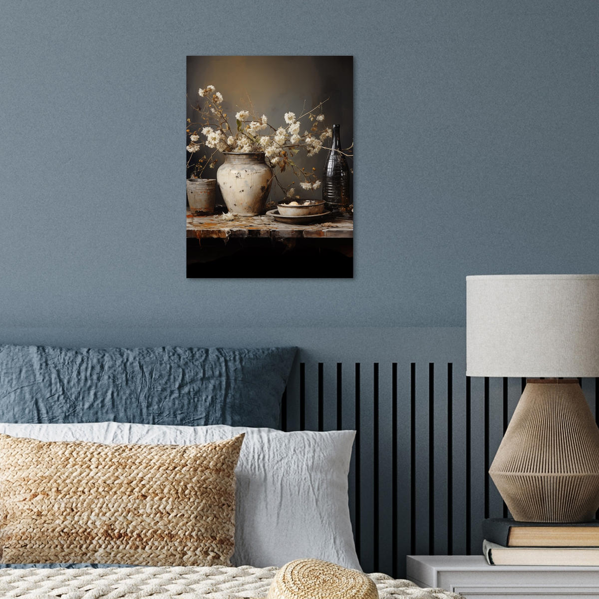 POSTER Stilleben - Blumen - Blumenstrauß - Vase - Wein 30x40 cm - Schwarz, Papier (30/40/0.1cm) - MuchoWow