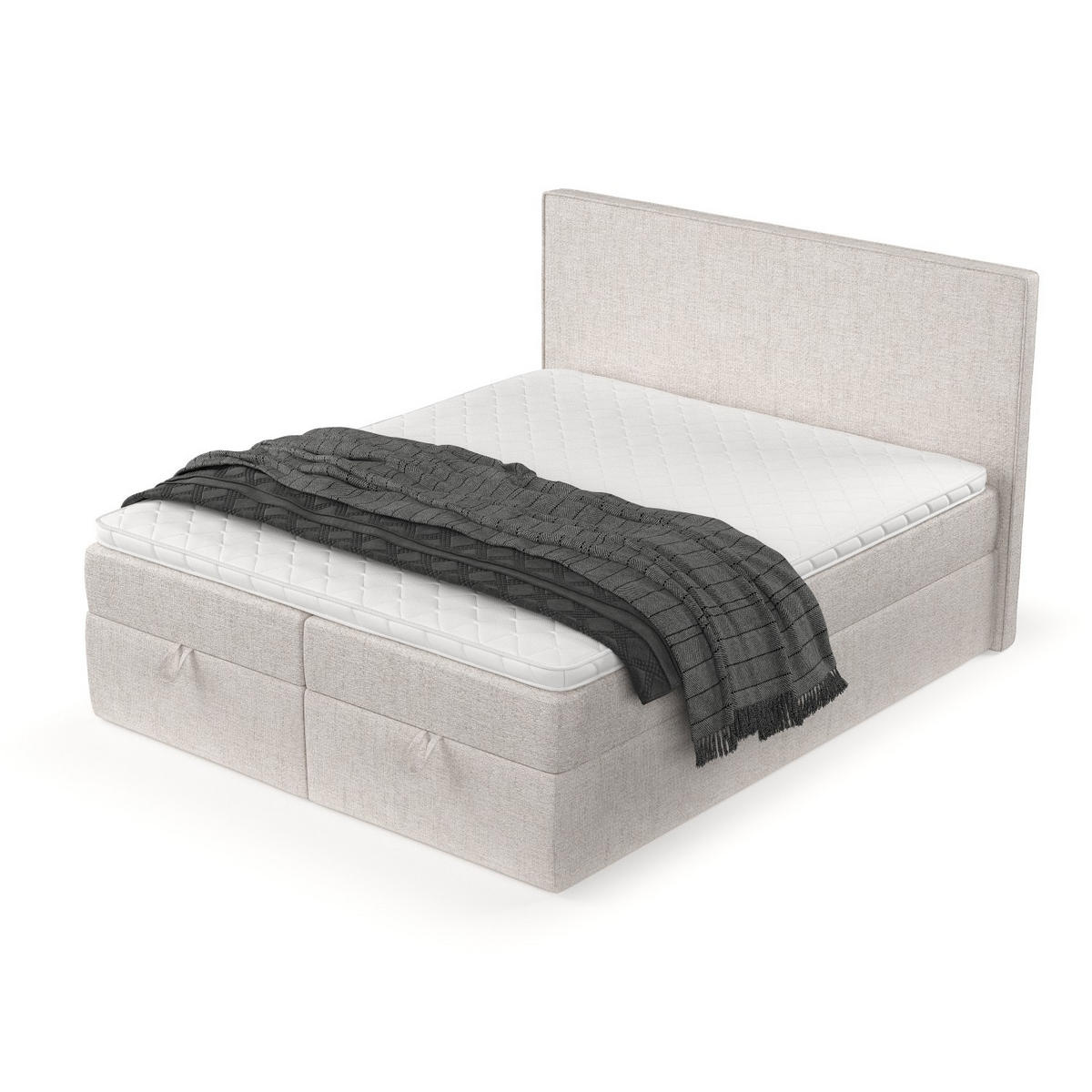 BOXBETT Velma 180/200 cm Hellbeige im Neve Stoff - Sandfarben/Schwarz, Holz/Holzwerkstoff (180/200cm) - AltaBeds