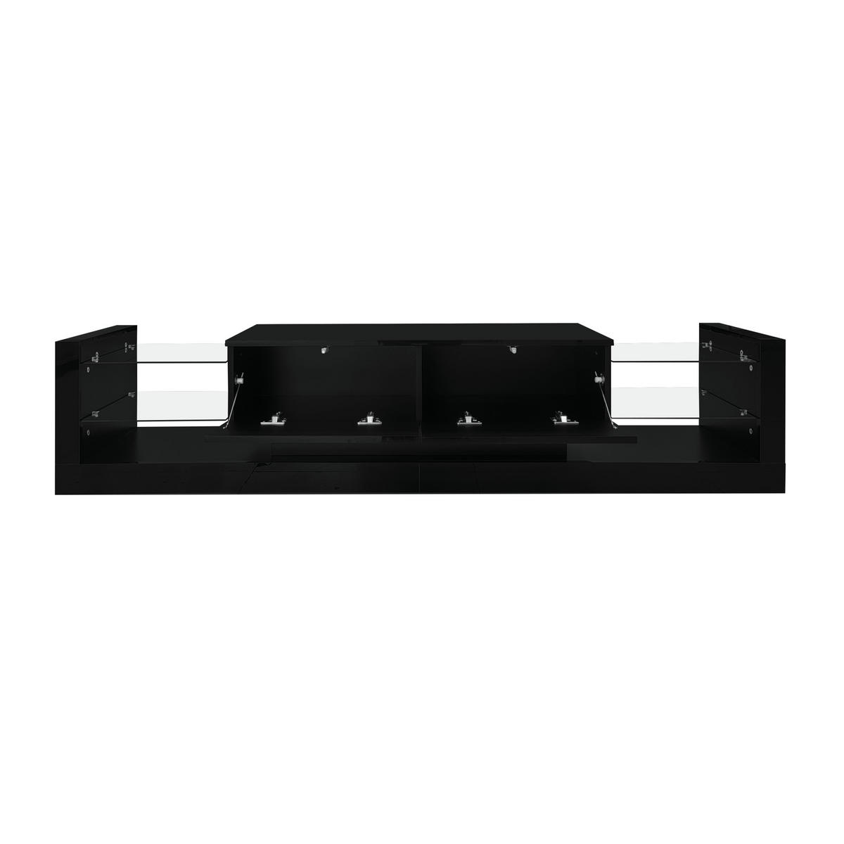 TV-SCHRANK-SET mit Couchtisch in Hochglanz Schwarz mit LED 181/38/38 cm + 100/50/40.3 cm - Schwarz, Holzwerkstoff (50/181/78.3cm) - Redom