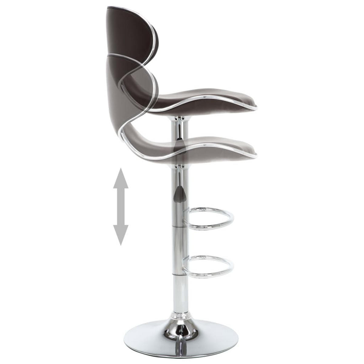 BARHOCKER Supri höhenverstellbar 2er-Set Braun Kunstleder - Braun, Leder (50/108/46cm) - DELUKE