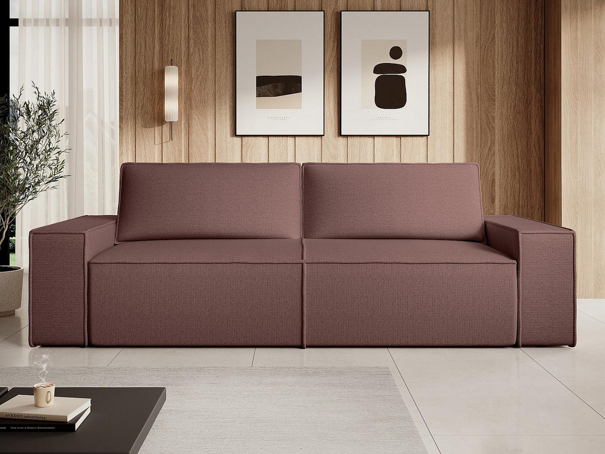 SCHLAFSOFA - 4 Personen - stoff - rosa Amelia - Pink, Textil (257/85/102cm) - Vente-Unique