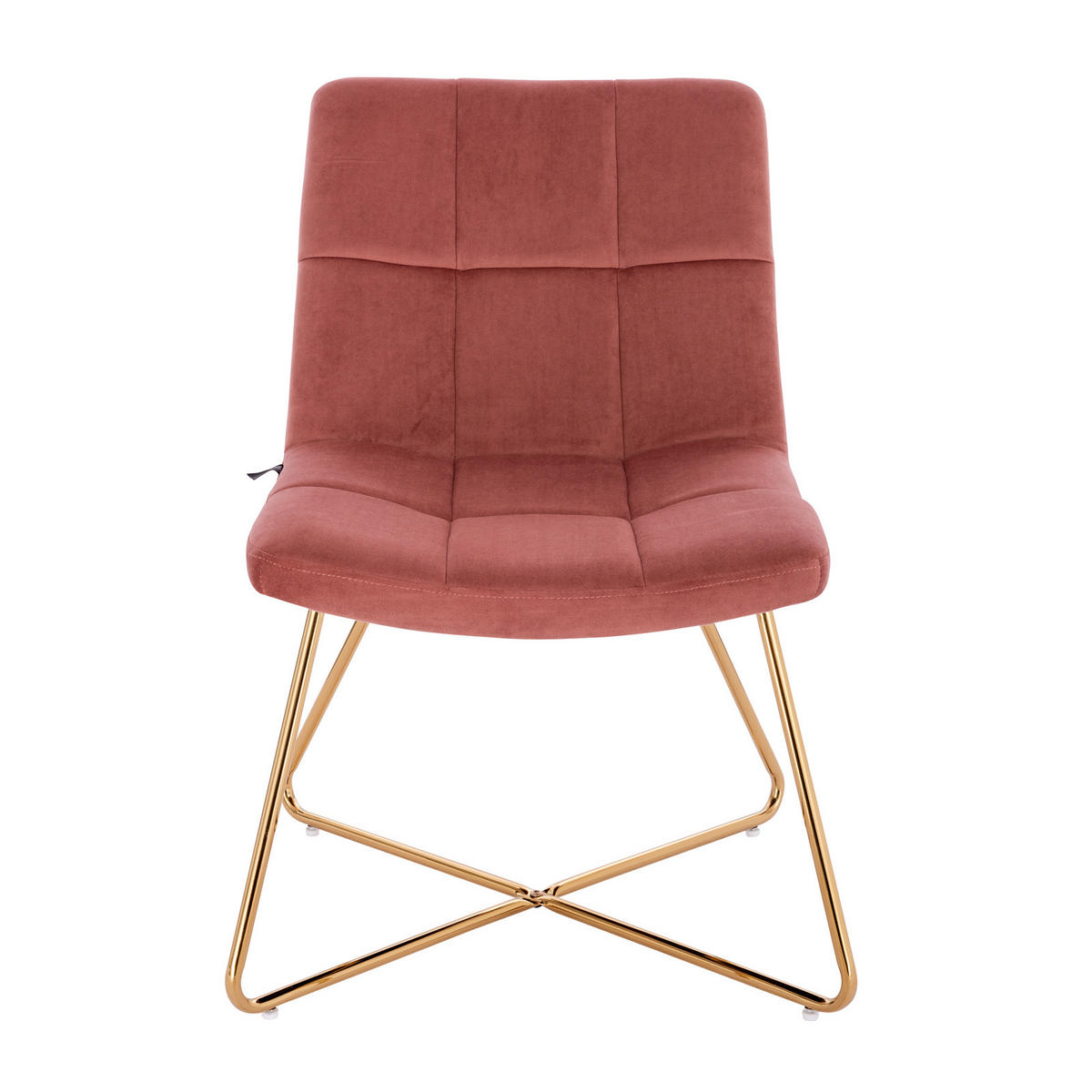 LOUNGESESSEL LYNN Samt Pink - Goldfarben/Altrosa, Textil/Metall (58/82/64cm) - SVITA