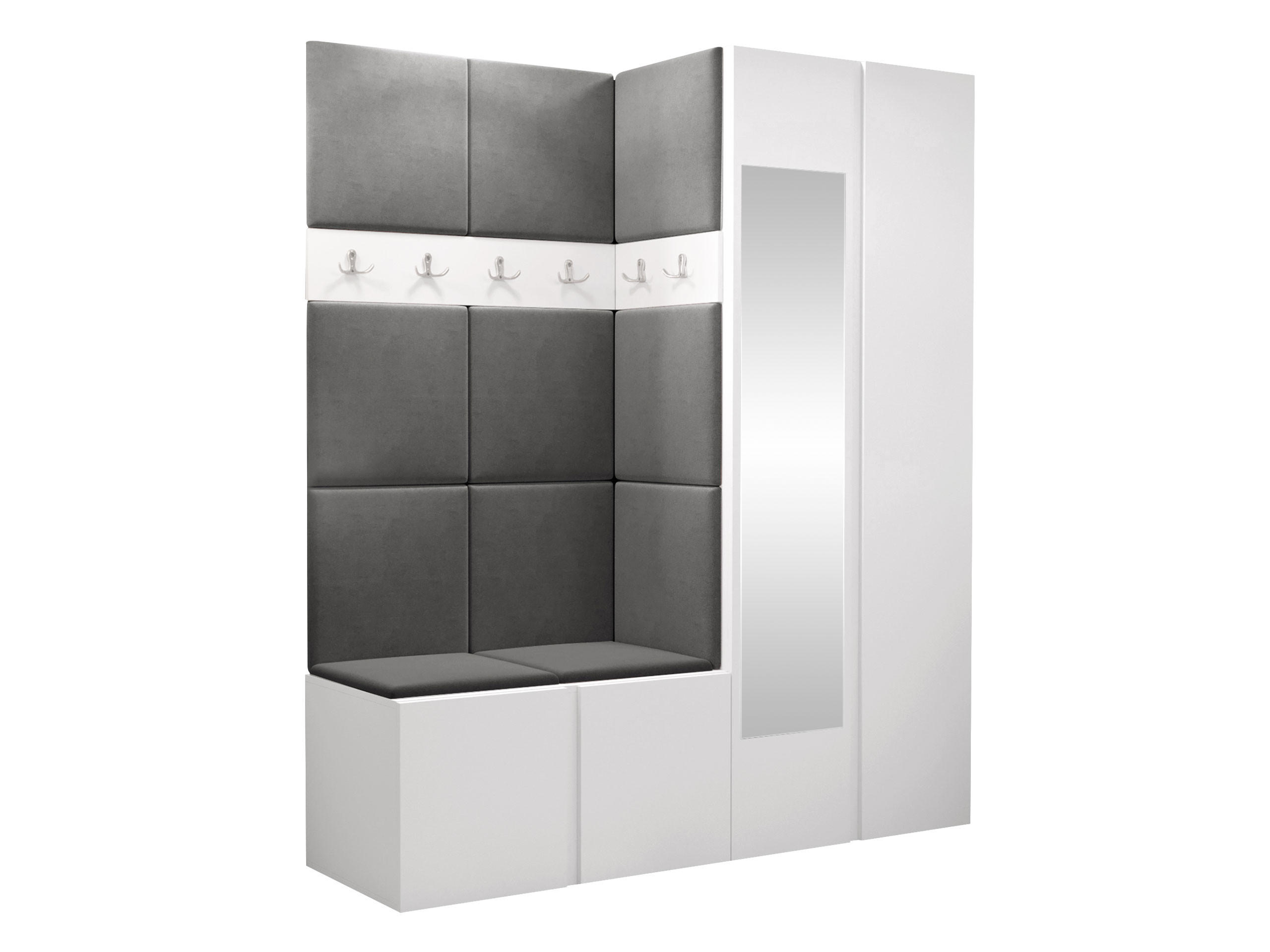 GARDEROBEN-SET Orion XII - Weiß/Grau, Holzwerkstoff/Kunststoff (158/186/46cm) - MIRJAN24