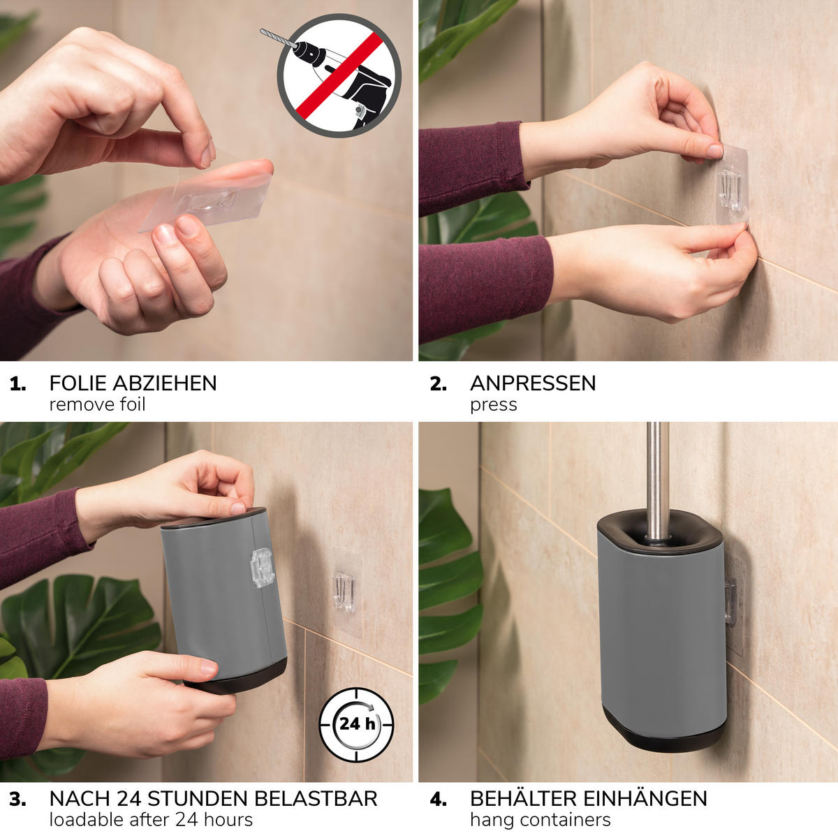 WC-GARNITUR BARBENA, grau, Kunststoff Edelstahl - Grau, Metall (11/53/4cm) - bremermann
