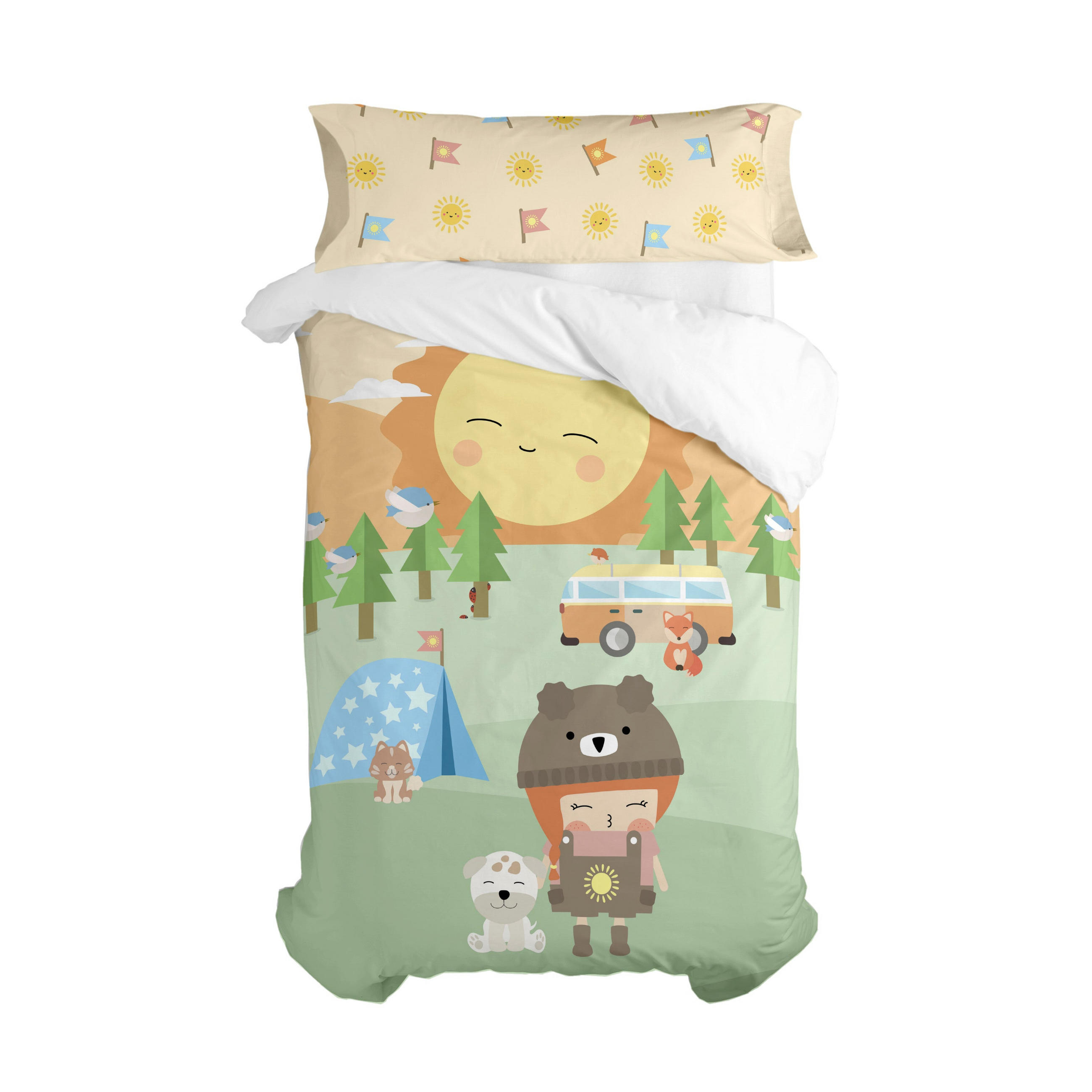 BETTBEZUG 2er-Set teiliges camping 180x220 cm (komfortgrösse) mehrfarbig - Multicolor, Textil (180/220cm) - Happy Friday
