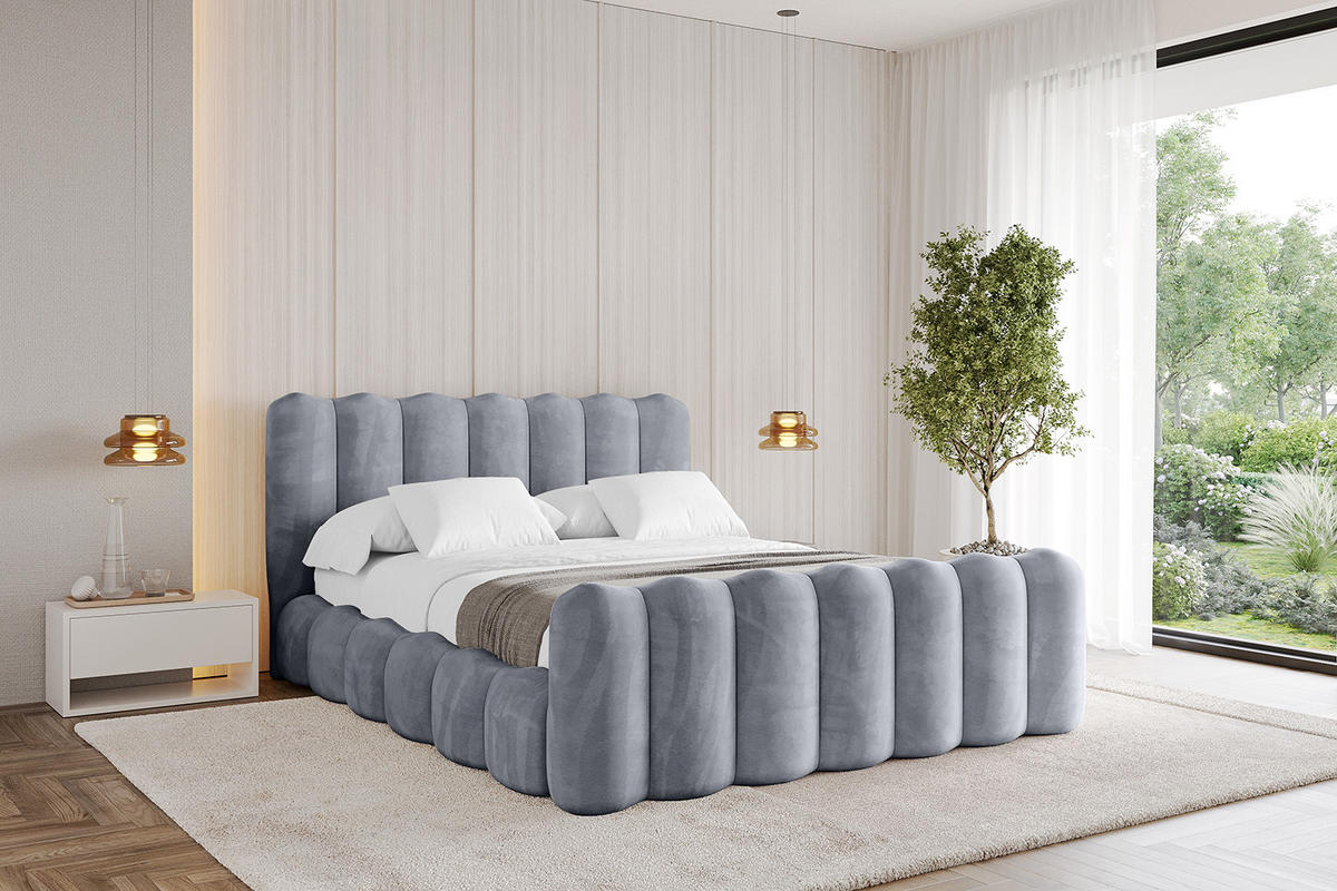 POLSTERBETT mit Bettkasten, Fußteil und Lattenrost, Boxbett ohne Matratze - SORA-Z 180x200 Grau - Grau, Holzwerkstoff/Textil (180/200cm) - ALTDECOR