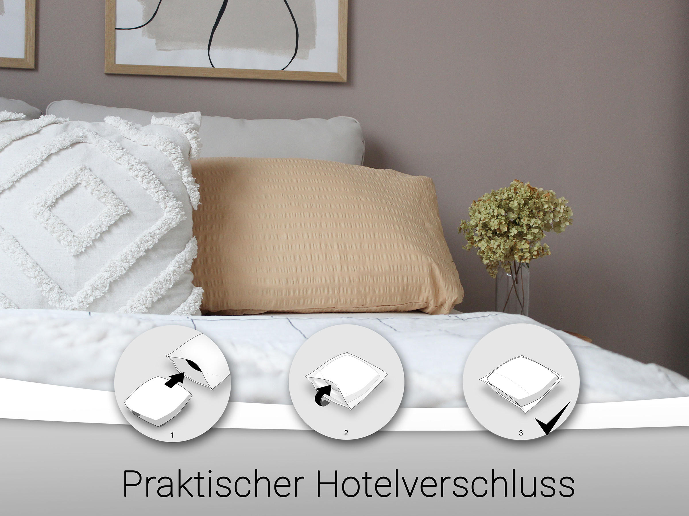 KISSENBEZUG, 2er-Set, 40x80 cm, 100% Baumwolle, Braun - Hellbraun, Textil (40/80cm) - Zollner