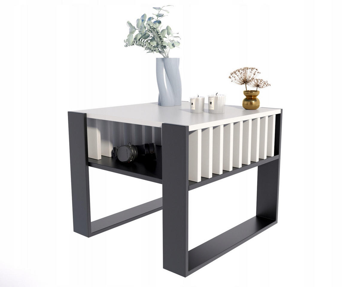 COUCHTISCH IGA Quadratisch Weiß-Schwarz 60/63,6/50 cm - Multicolor, Holzwerkstoff (63.6/60/50cm) - Matkam Möbel