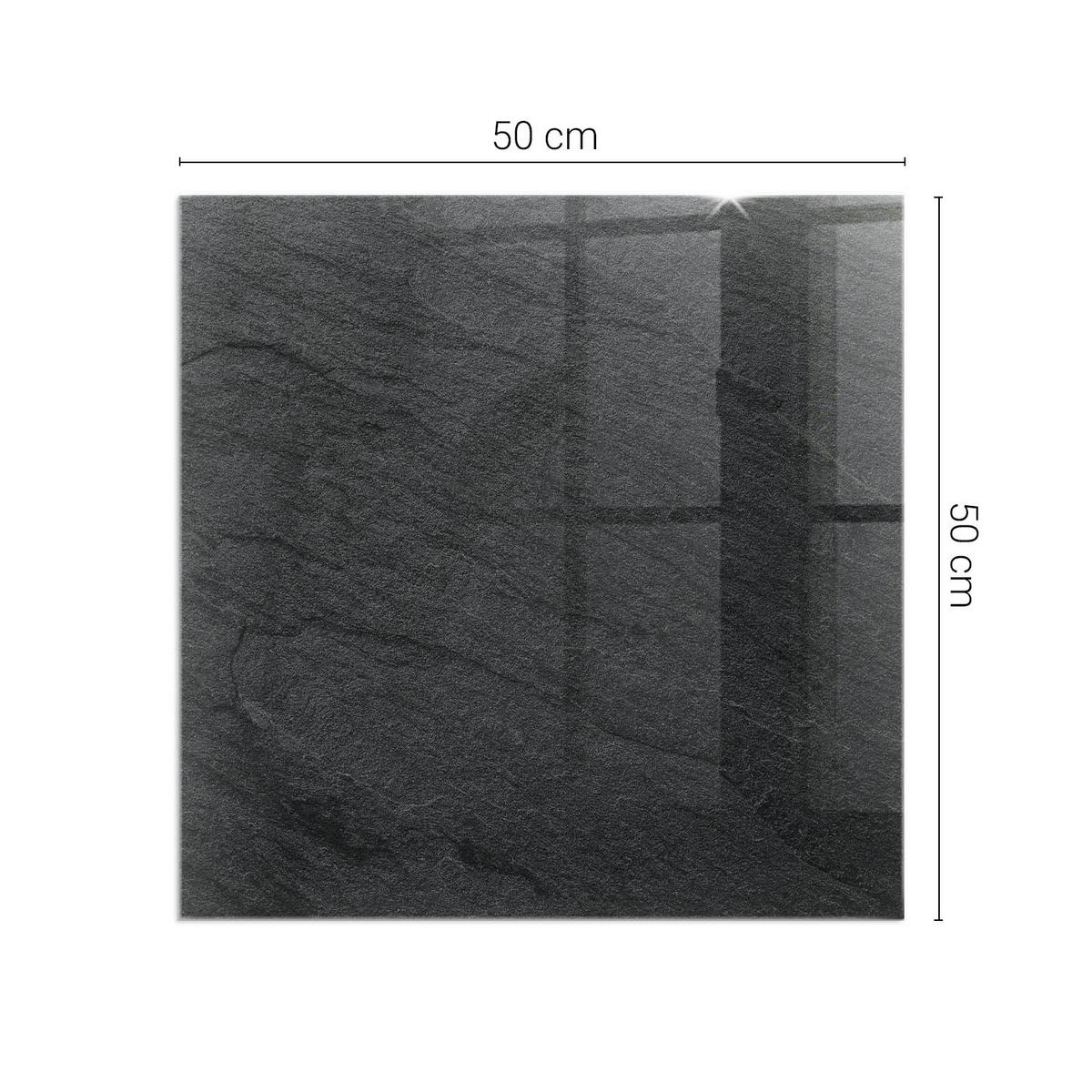 GLASPLATTE für Kamin 50 × 50 cm Schwarz - Schwarz, Glas (50/50/0.4cm) - ArtPrintCave