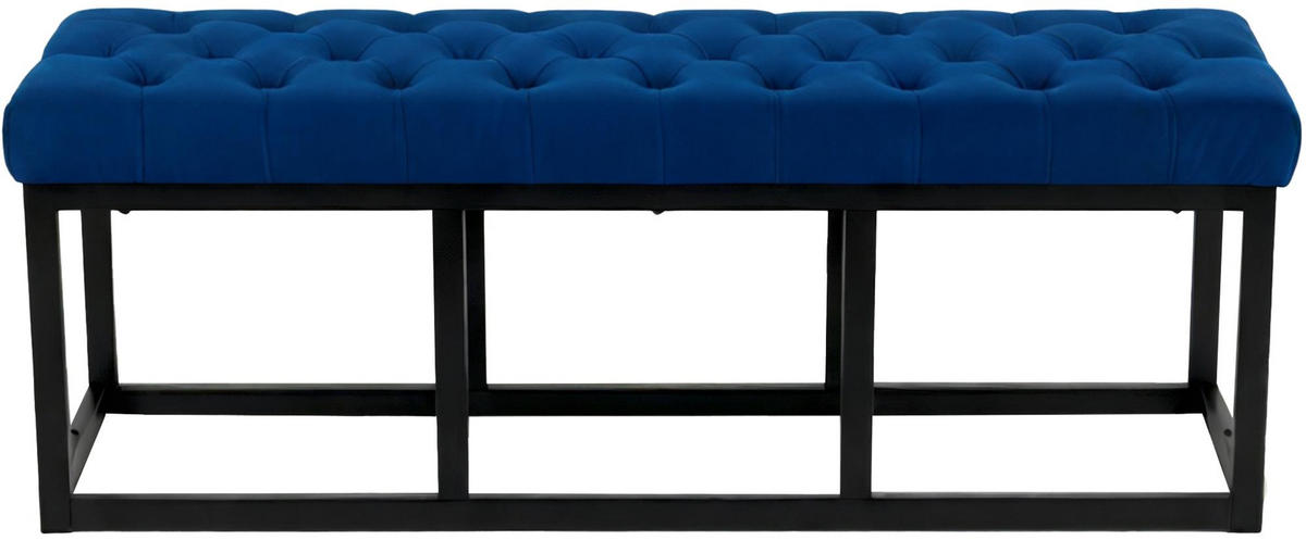 SITZBANK 120/37 cm Samt Blau - Blau/Schwarz, Textil/Metall (120/42/37cm) - CLP