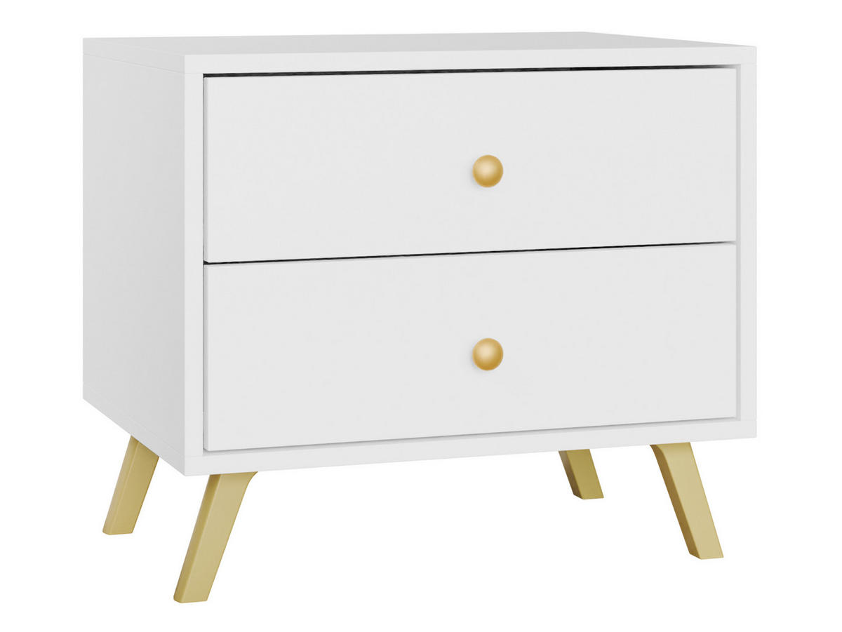 NACHTTISCH Siena - Goldfarben/Weiß, Holzwerkstoff/Metall (54/48/41cm) - MIRJAN24