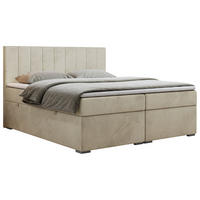 BOXBETT LOPE 120/200 - Beige Velvet - H3 - Beige, Holz/Textil (120/200cm)