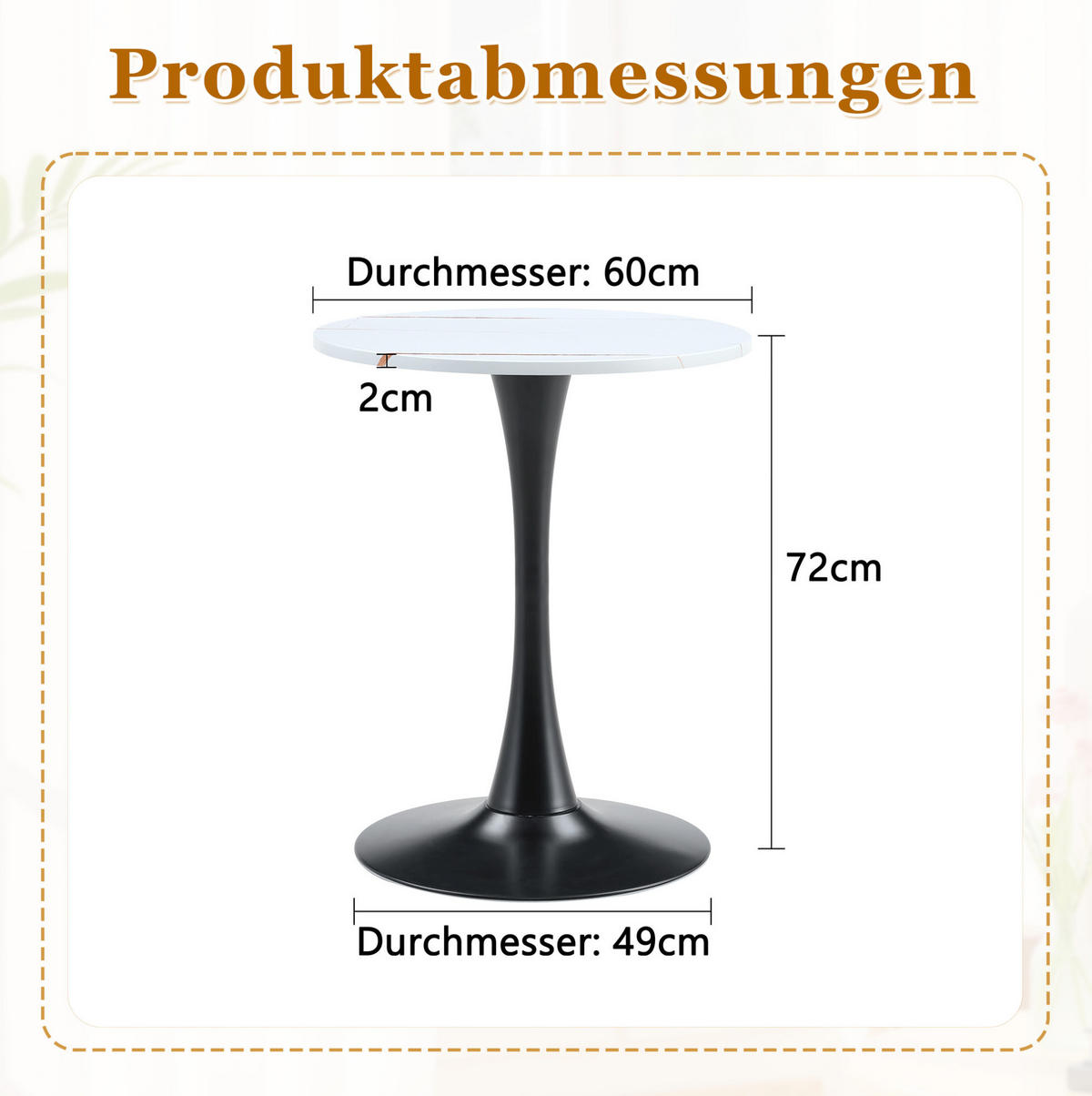 BEISTELLTISCH rund 60/72 cm in Weiß/Schwarz aus MDF und Metall - Weiß, Holzwerkstoff (60/60/72cm) - Flora Grace