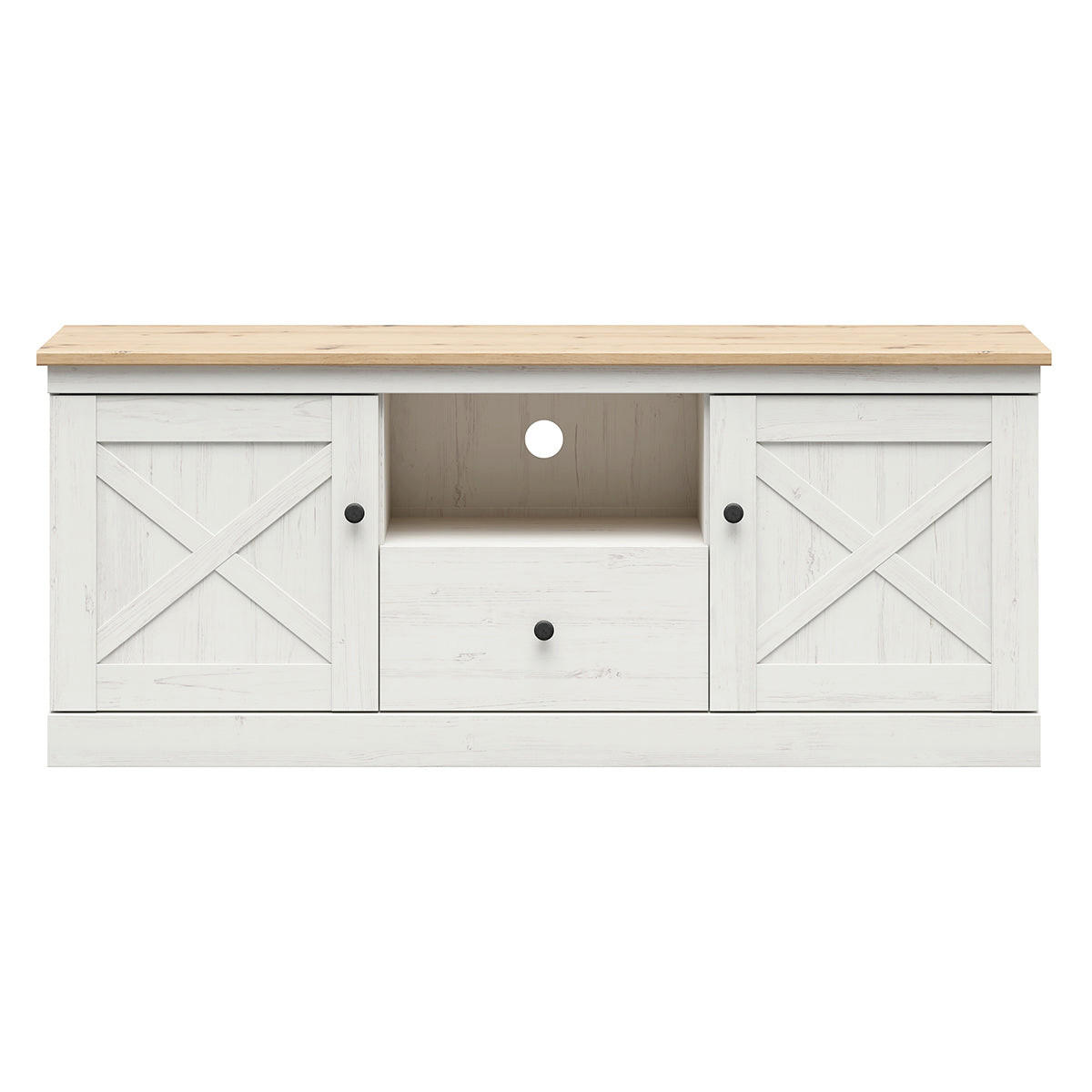 TV STOLÍK Victoria Biela a drevo - biela, kompozitné drevo (153/63/43cm) - Petits-meubles