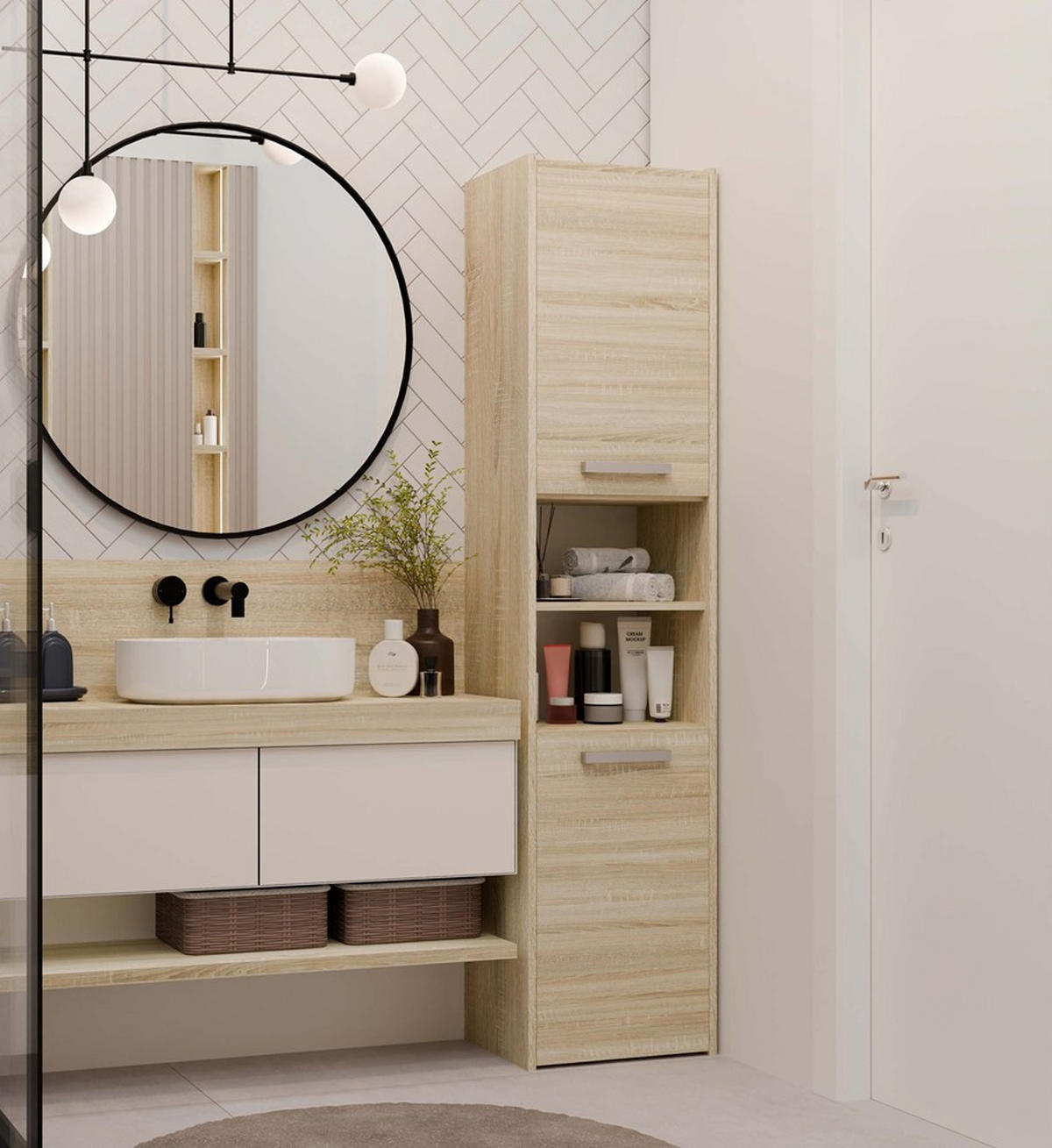 KOUZELNÍ SKŘÍŇKA Sonoma 40/170/30 - Sonoma dub, kompozitní dřevo (40/170/30cm) - RAUMHIRSCH FURNITURE