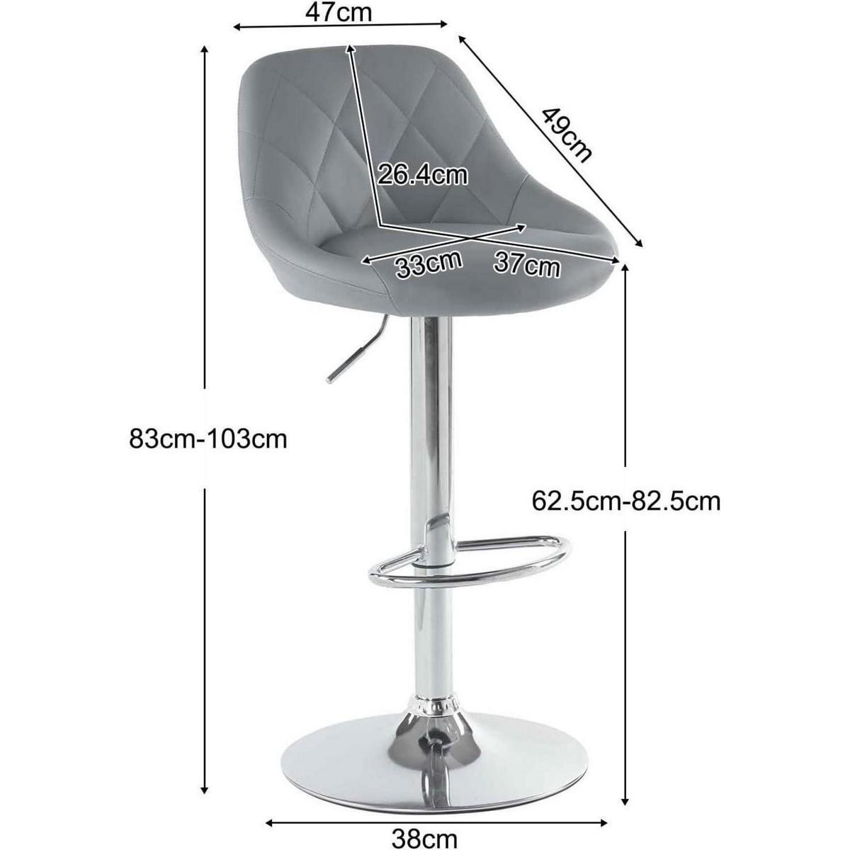 BARHOCKER 2er Set höhenverstellbar Grau - Grau, Kunststoff (40/83/40cm)