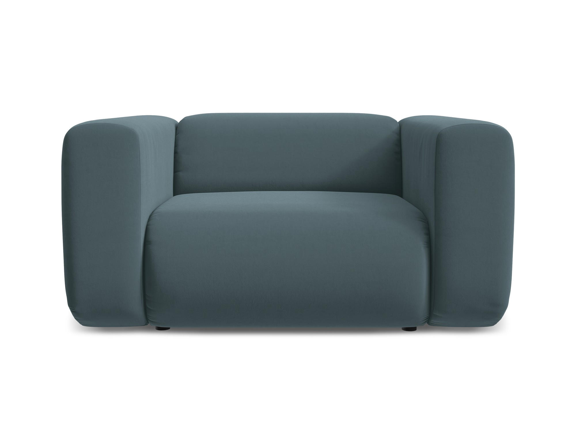 SESSEL Samt Stoff Blau - Blau/Petrol, Kunststoff/Textil (137/70/89cm) - Makamii