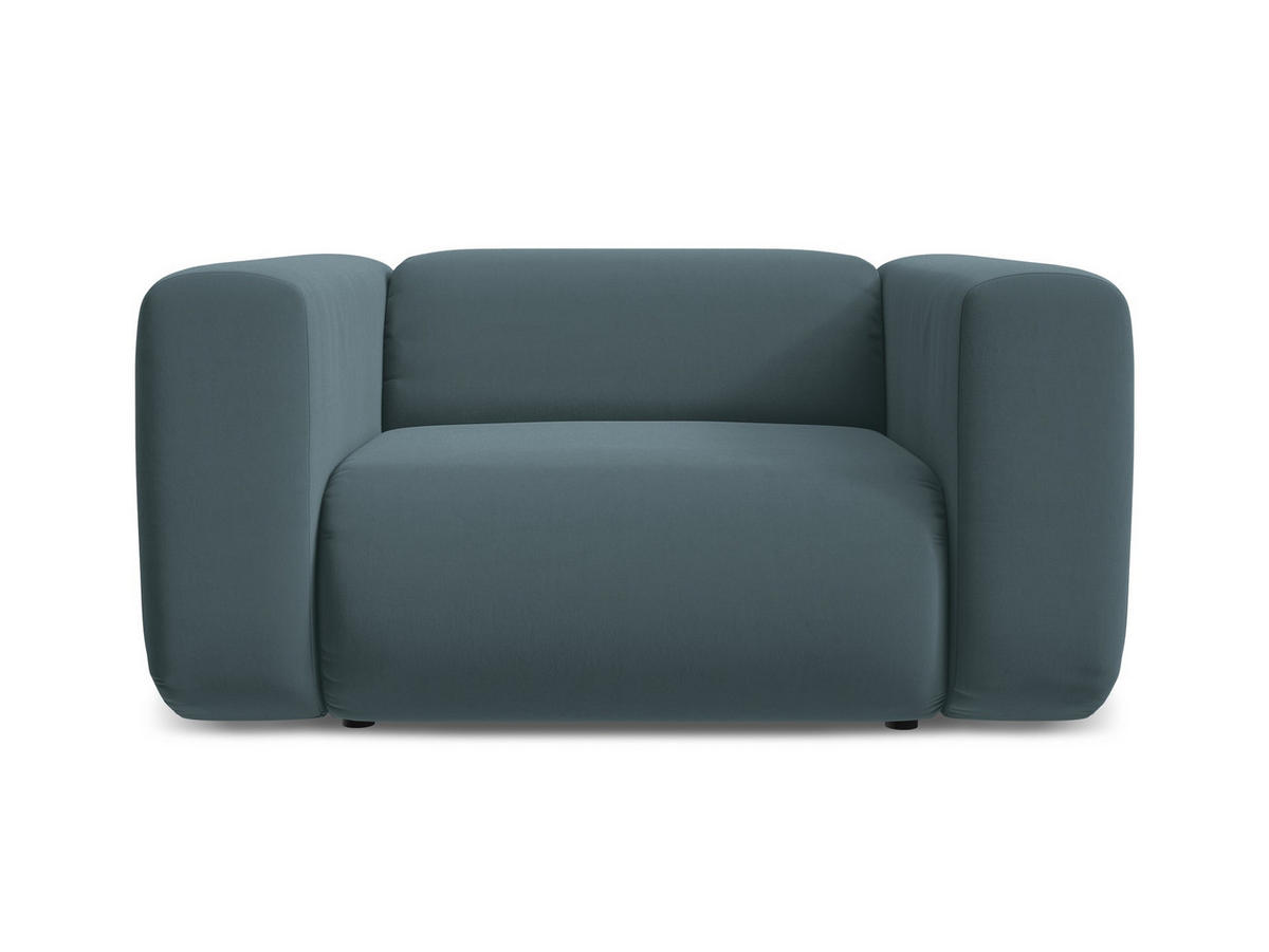 SESSEL Samt Stoff Blau - Blau/Petrol, Kunststoff/Textil (137/70/89cm) - Makamii