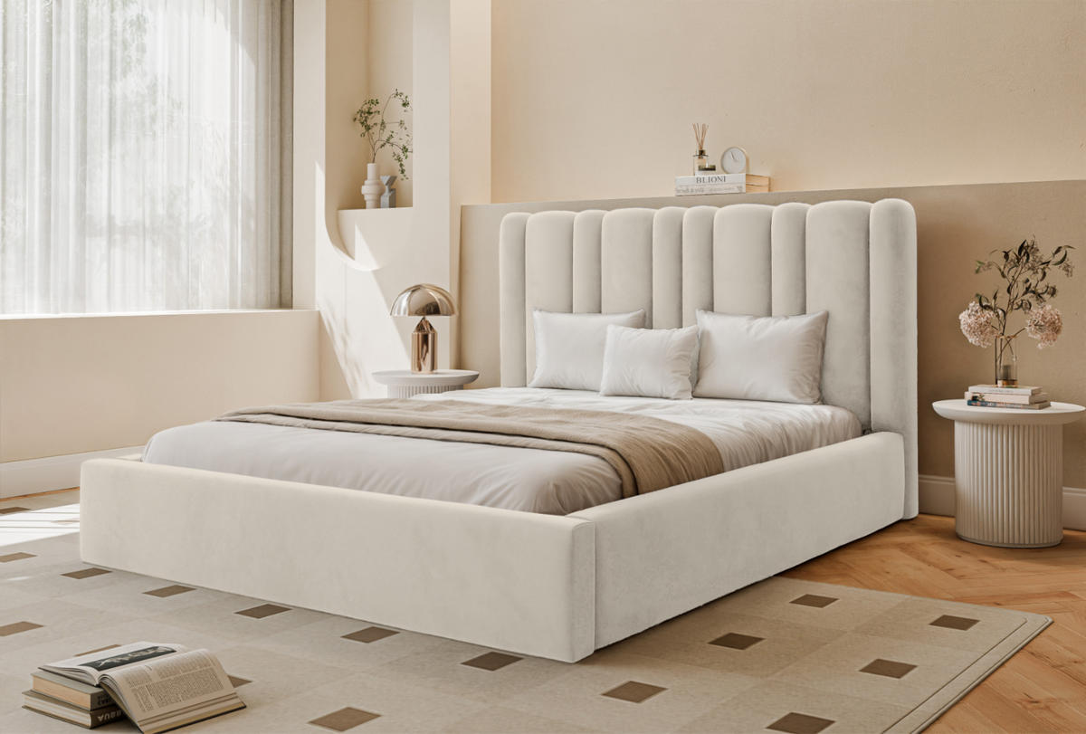 POLSTERBETT Vibo 200x200 cm, Creme - Creme, Textil (200/200cm) - Fedve