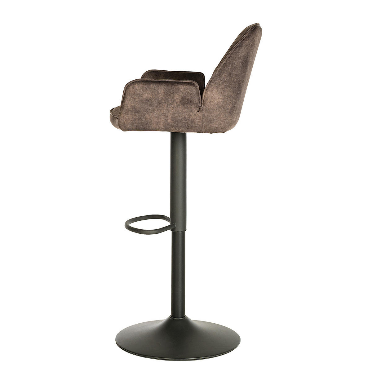 BARSTUHL - 2er-Set - Samt / Eisen - Schwarz/Braun, Textil/Metall (52/99/51cm) - home24