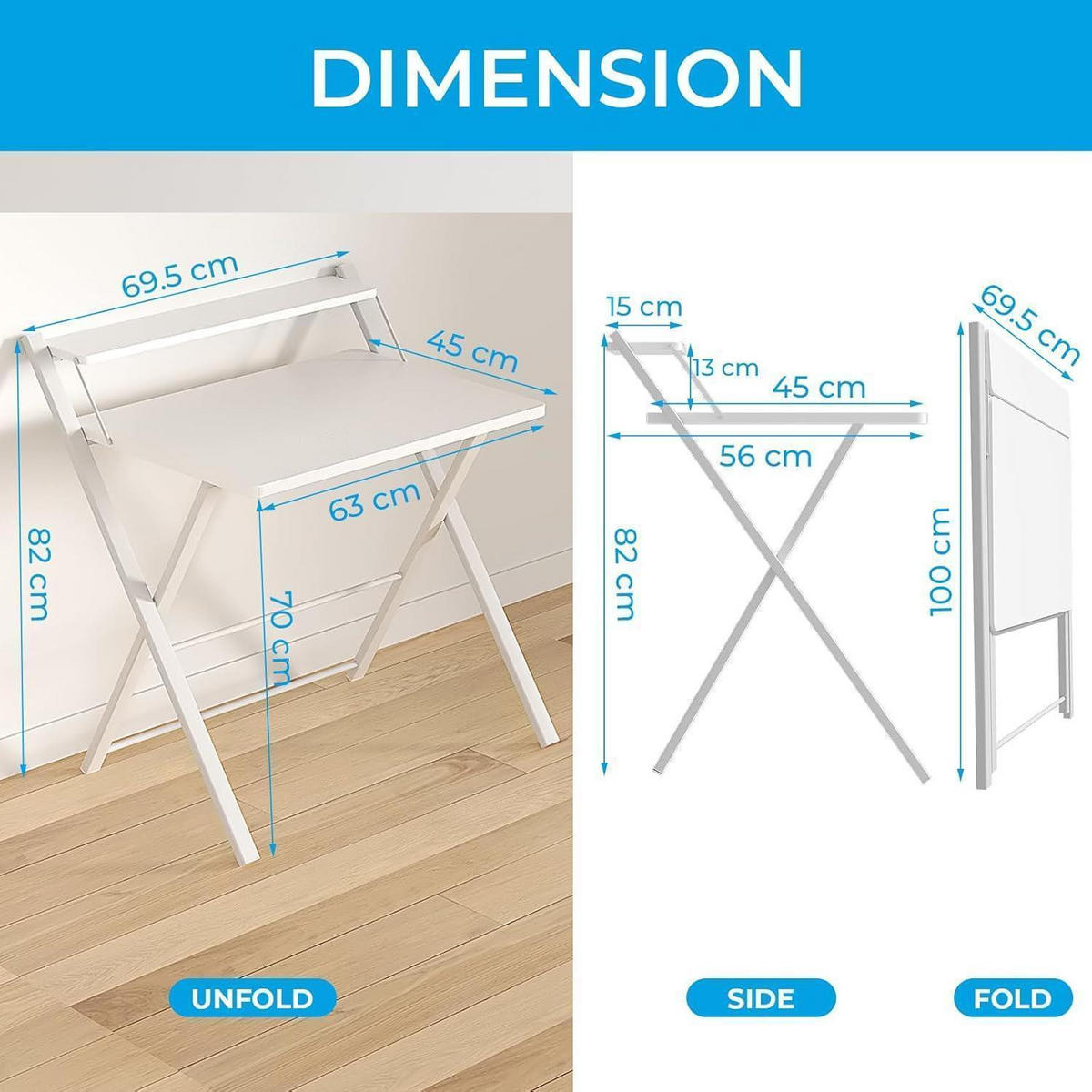 KLAPPSCHREIBTISCH mit Monitorständer Weiß - Weiß, Metall (56/70/81cm)