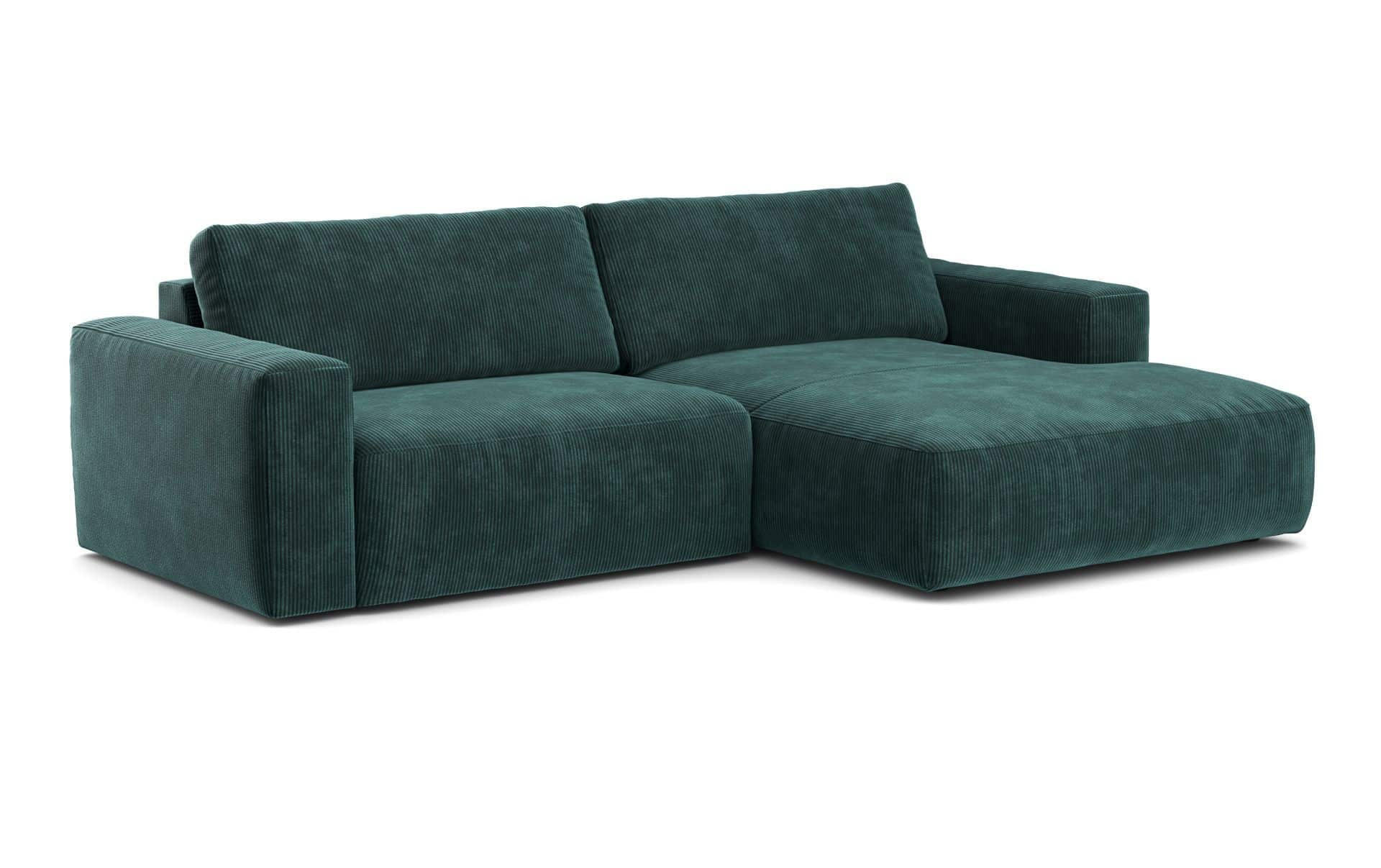 ECKSOFA mit Cord-Stoff - Schwarz/Grün, Holz/Kunststoff (175/288cm) - Cotta