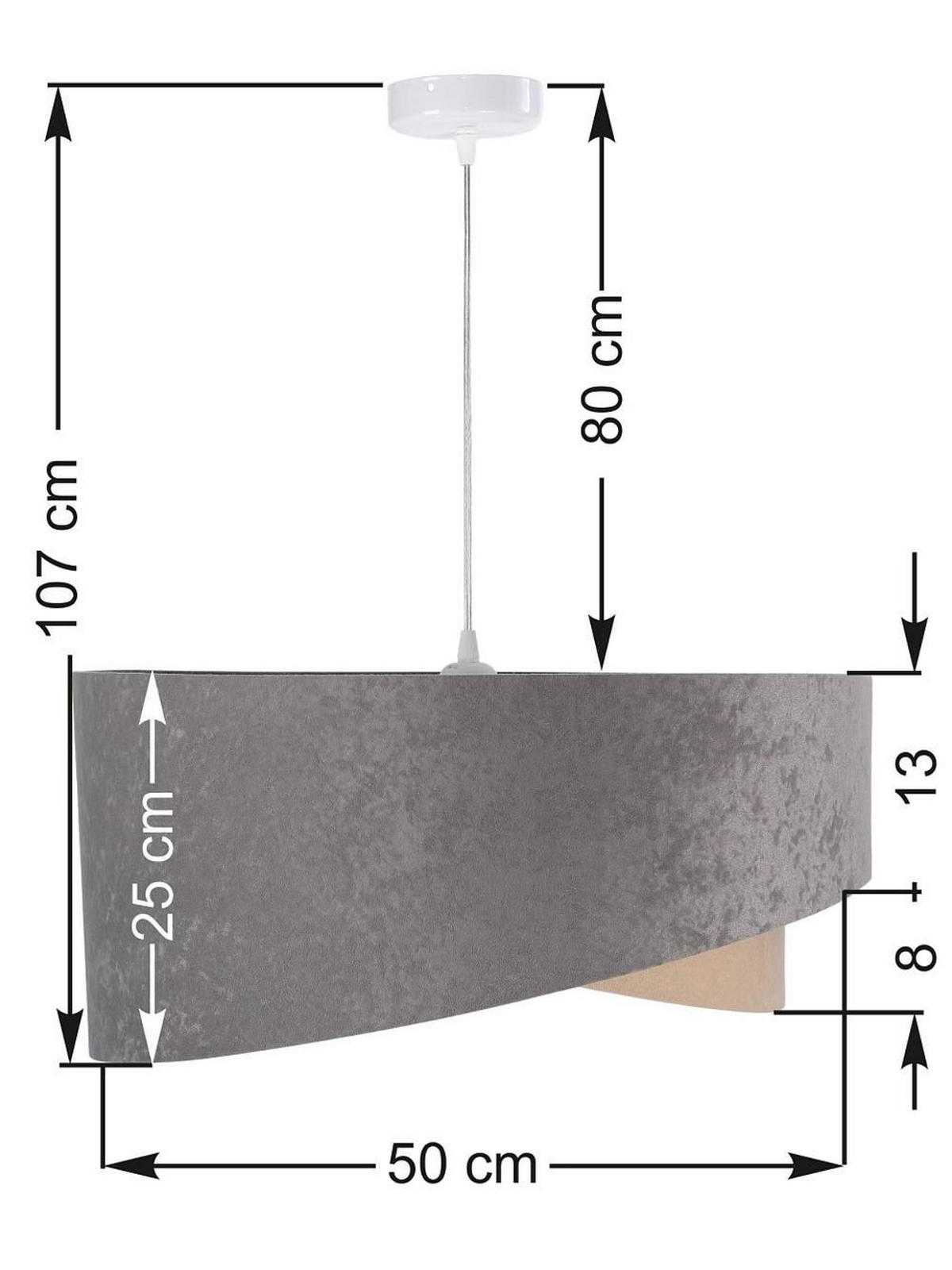 HÄNGELEUCHTE Grau 50/23 cm - Goldfarben, Kunststoff (50/1/23cm) - ONZENO