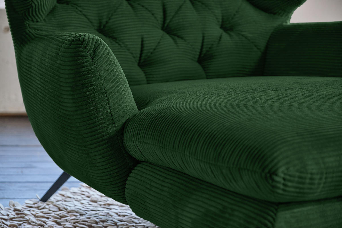 LONGSEAT CHAMRE Smaragdgrün Cord - Smaragdgrün/Schwarz, Textil/Metall (130/95/160cm) - KAWOLA