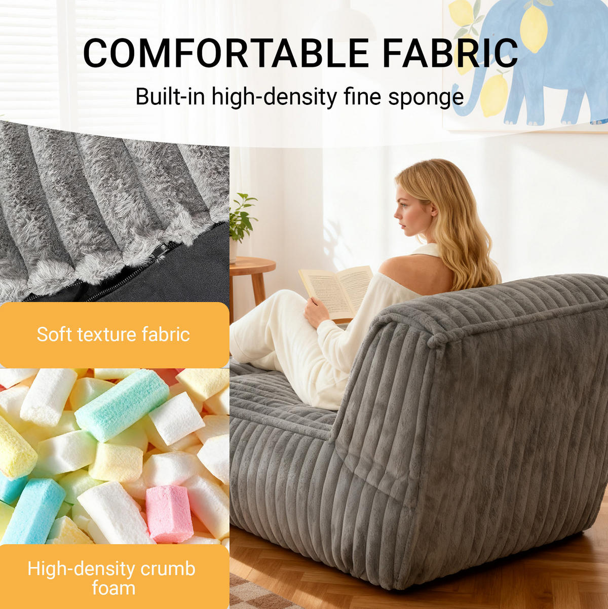 SCHLAFSOFA modular 160 x 79 x 66 cm Flannelette Light Grey - Hellgrau, Kunststoff (80/66/160cm) - Beauniv