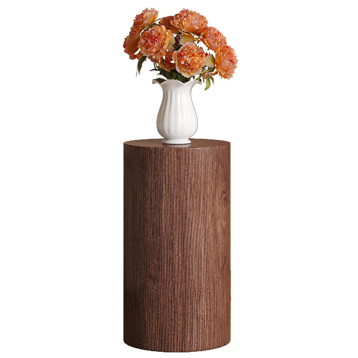 COUCHTISCH 30/55 cm in Nussbaumoptik aus MDF–rund und vielseitig - Walnussfarben, Holzwerkstoff (30/30/55cm) - Flora Grace