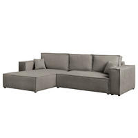 ECKSOFA mit Schlaffunktion - 290 cm - Schwarz/Grau, Kunststoff/Textil (290/185cm) - home24