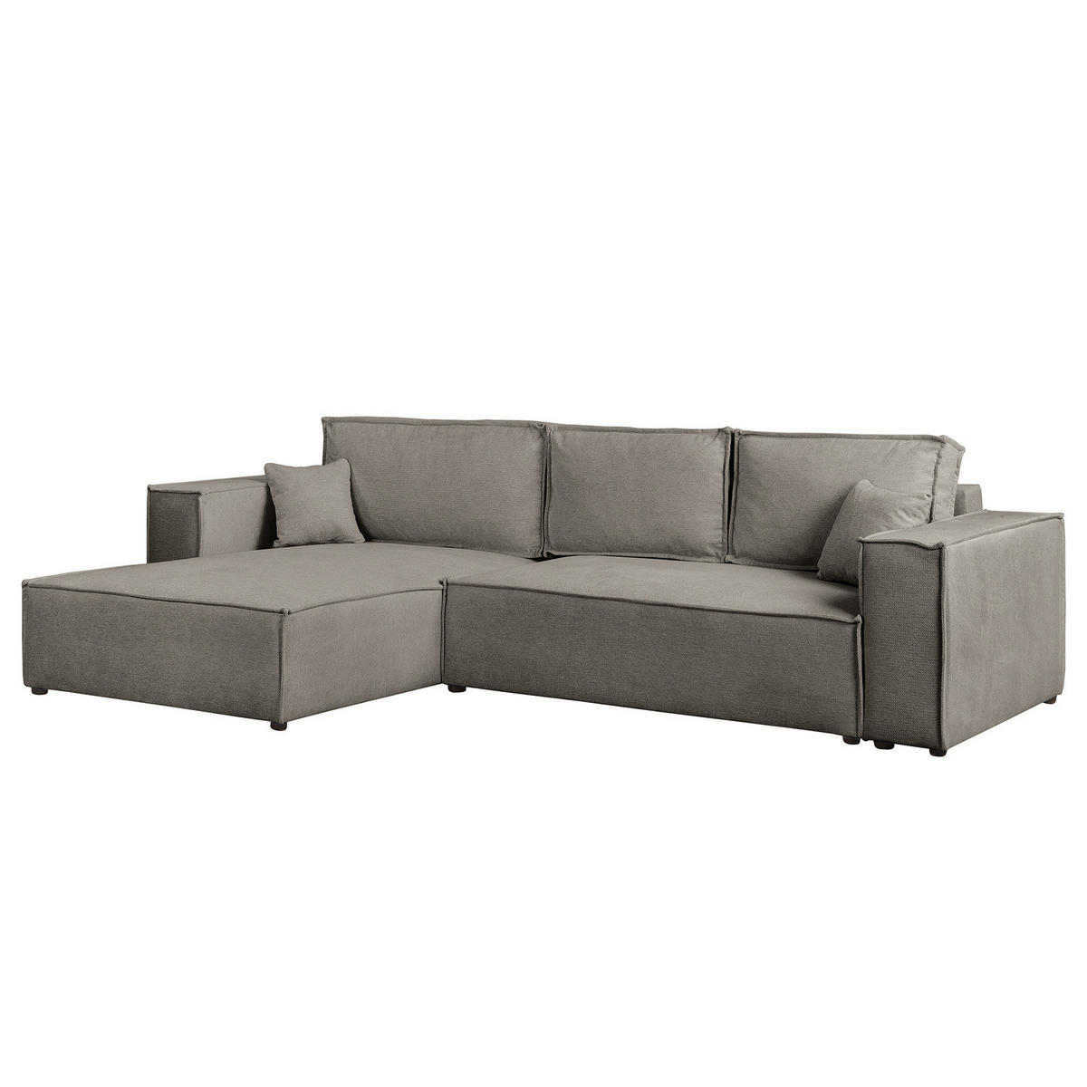 ECKSOFA mit Schlaffunktion - 290 cm - Schwarz/Grau, Kunststoff/Textil (290/185cm) - home24