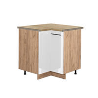 ECKUNTERSCHRANK Fame-Line Weiß Hochglanz 80.5 cm, AP Eiche - Honigeiche/Weiß Hochglanz, Holzwerkstoff (80.5/82/60cm) - Vicco