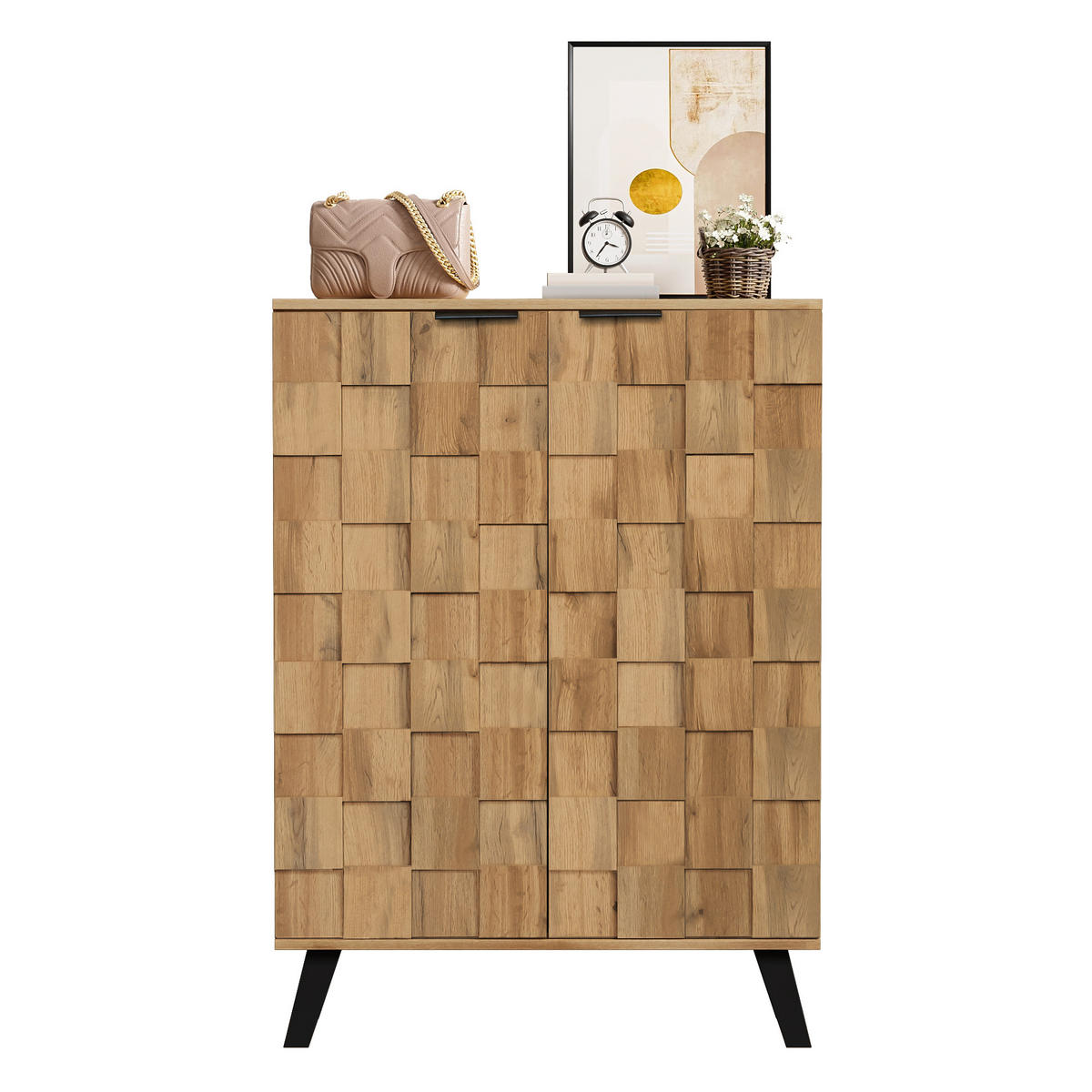 SIDEBOARD Moderner Schuhschrank 80.5x35x109.5 Verstellbare Einlegeböden - Naturfarben, Holzwerkstoff (35/109.5/80.5cm) - FLIEKS