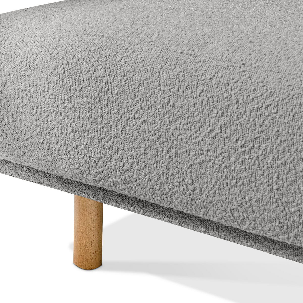 ECKSOFA-LINKS FOSERO, Bouclé - Eschefarben/Buchefarben, Holz/Holzwerkstoff (204/155cm) - KONSIMO®
