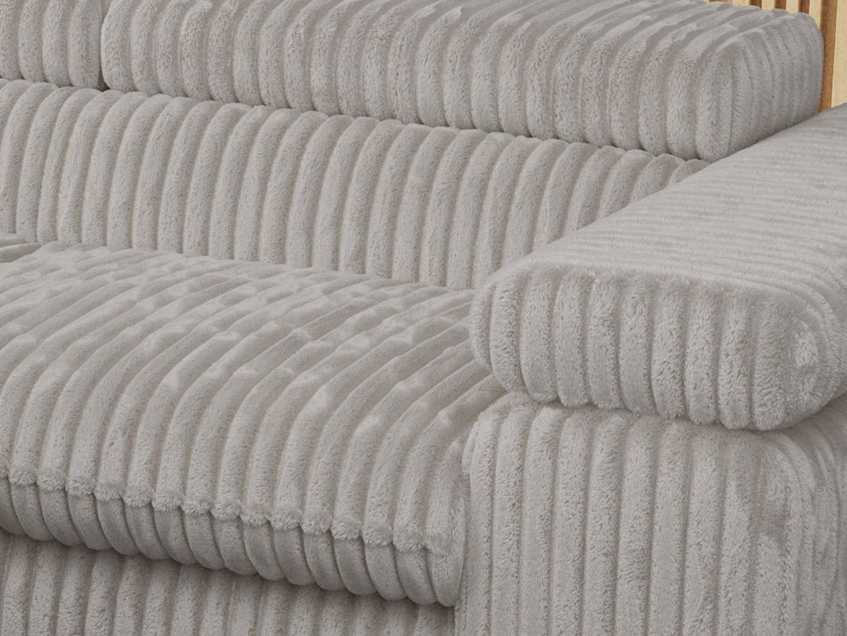 ECKSOFA PETER L Hellgrau Cord - Links Seite - Hellgrau/Schwarz, Textil/Metall (208/273cm) - MKS