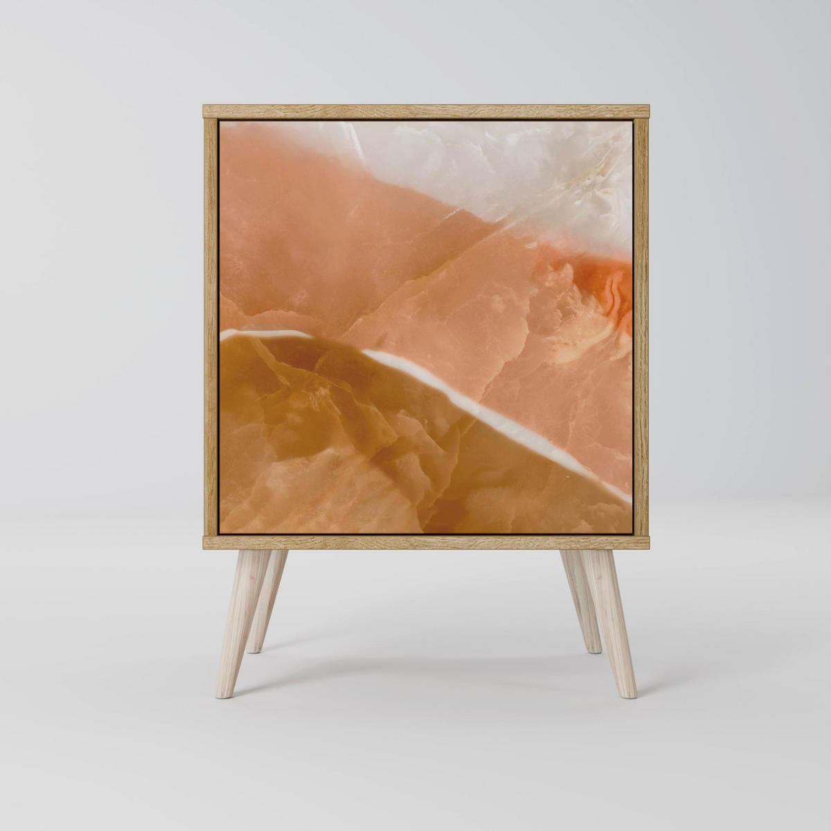 SIDEBOARD SANDHILLS SPLENDOUR, Grau, 57,5x42x75,5 cm, Goldfarbene Metallfüße - Goldfarben/Multicolor, Holzwerkstoff/Metall (57.5/75.5/42cm) - SpaceRebels