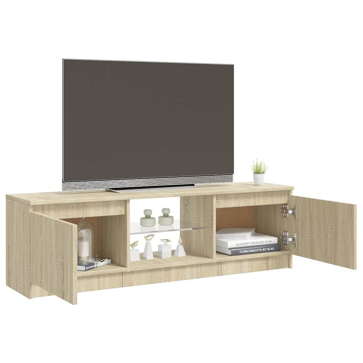 TV-SCHRANK Mit Led-Leuchten Sonoma-Eiche 120/30/36 Cm - Braun, Holz (120/36/30cm) - vidaXL