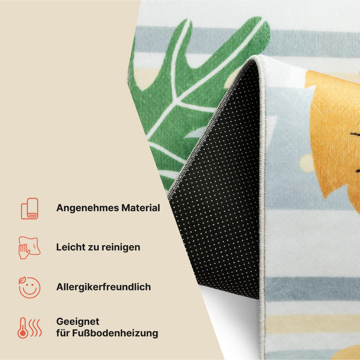 KINDERTEPPICH KIDS Creme Safari 200/300 cm - Creme, Textil (200/300cm) - Tapiso