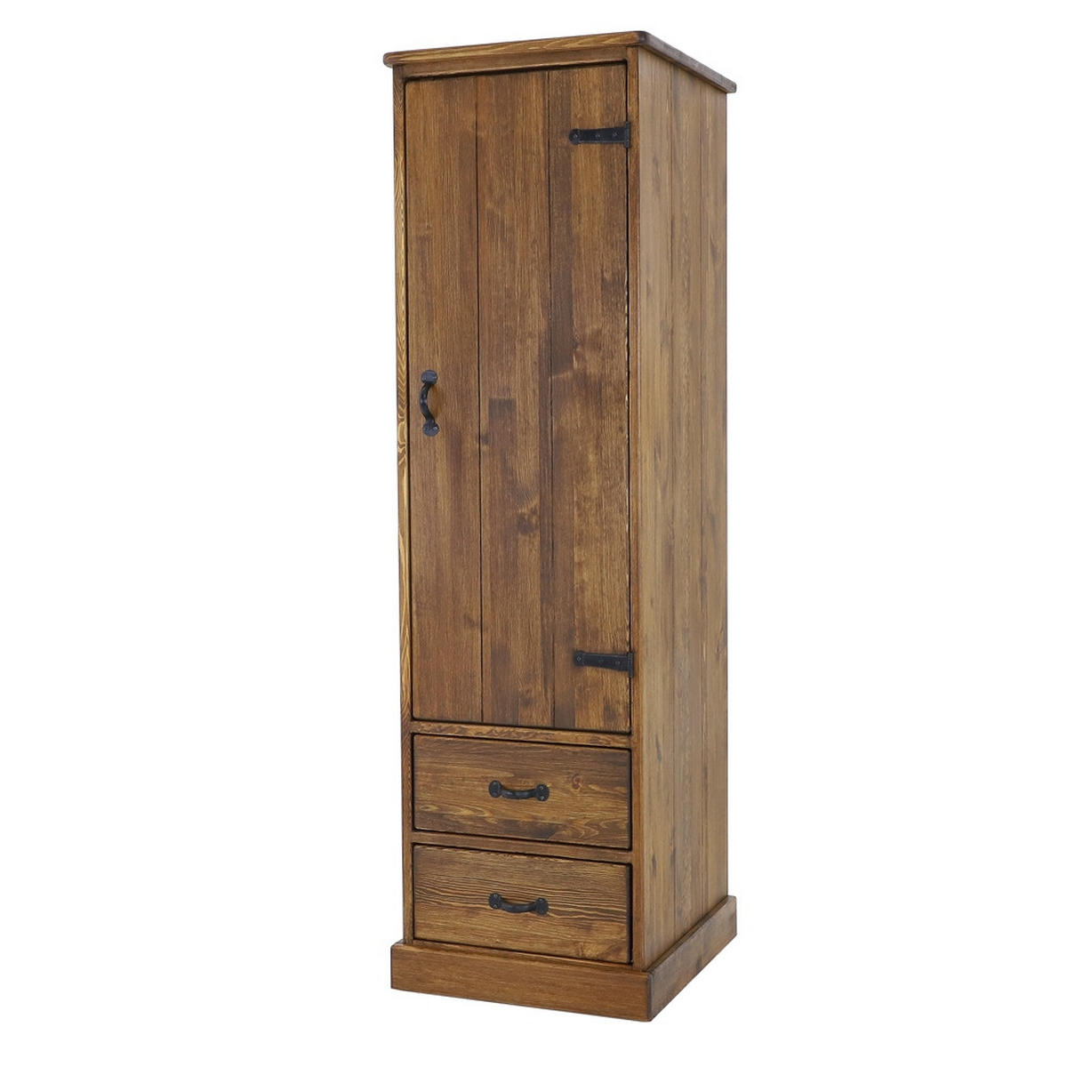 KLEIDERSCHRANK aus Massivholz Rustyk 1D - Dunkelbraun/Schwarz, Holz (57/190/60cm) - Seart